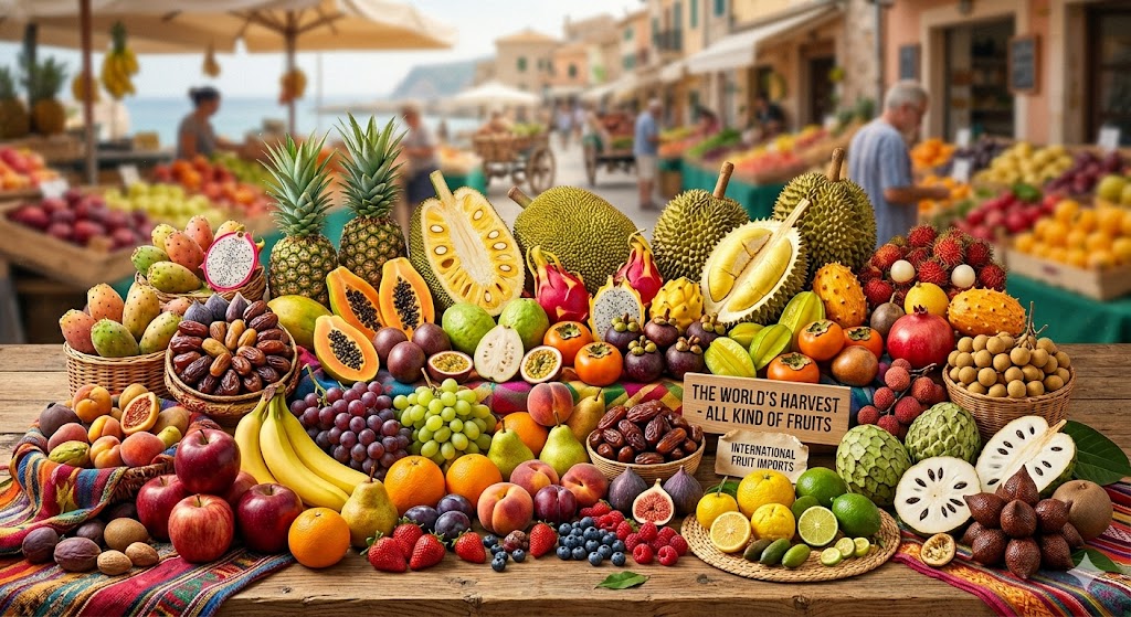 Wide premium fruit market display